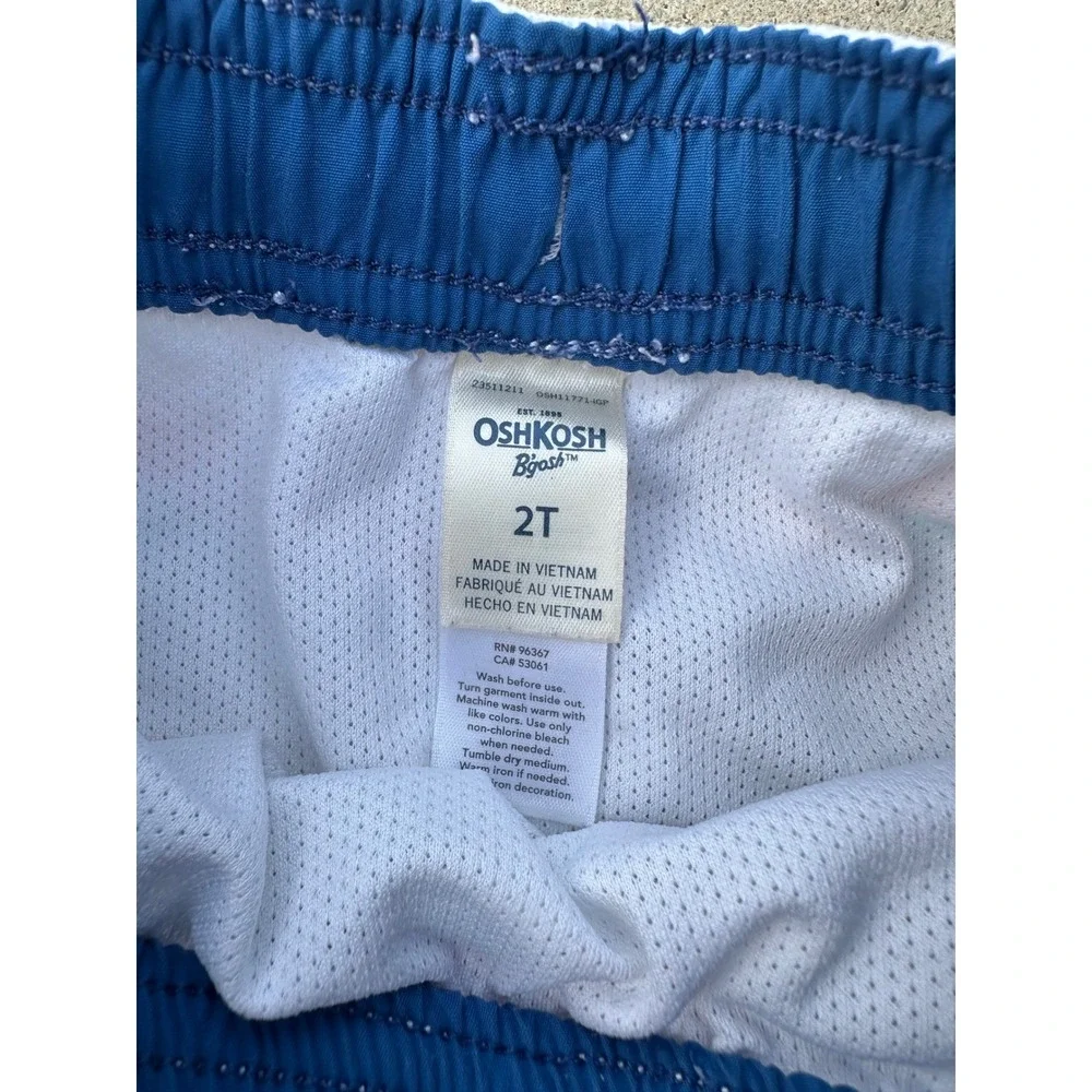 OshKosh B'gosh Boys 2T Swim Trunks MultiColor Striped Tropical Mesh Lined Shorts